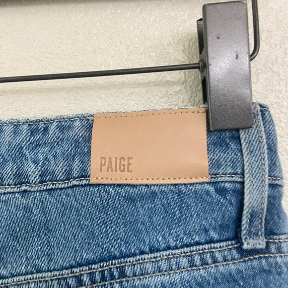 PAIGE High Rise Distressed Denim Bermuda Shorts Light Wash Jorts Cutoff 31 - Picture 5 of 13